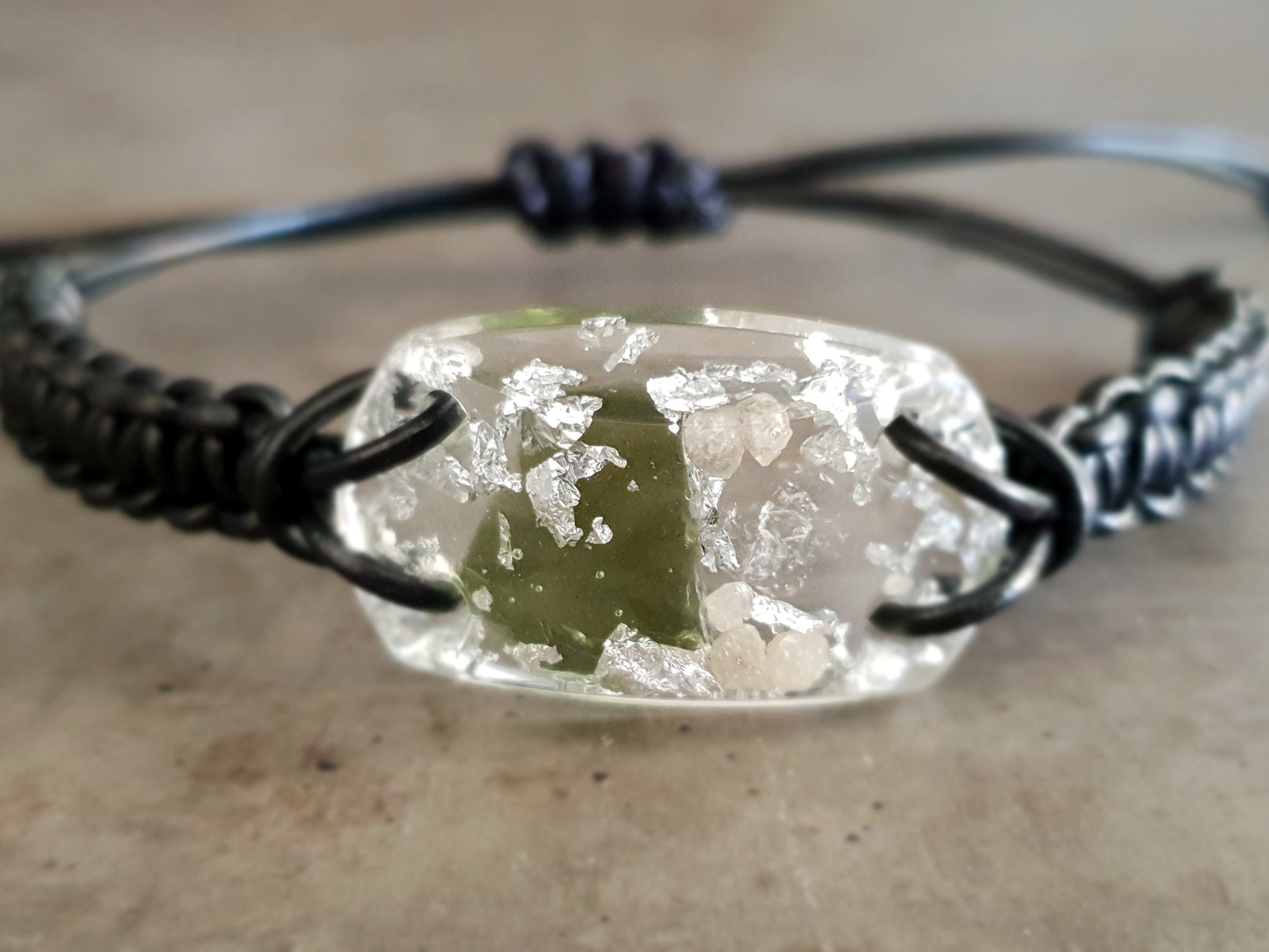 Orgone orgonite bracelet - Reiki Energy Healing Bracelet amulet - Moldavite, Herkimer, Diamonds, silver. Most powerful