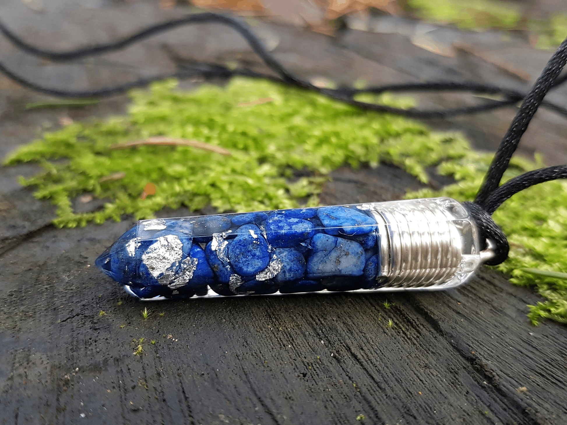 Orgonite orgone Pendant necklace, Lapis Lazuli, 925 silver, Reiki, magic amulet, talisman, chakra healing, third eye opening