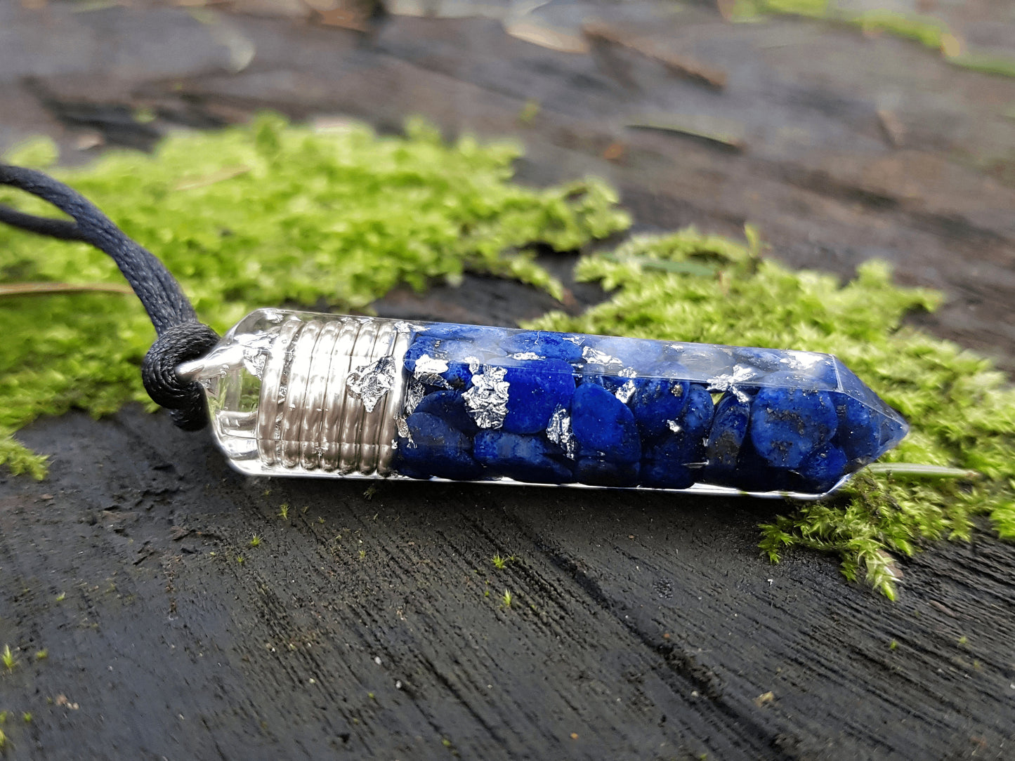 Orgonite orgone Pendant necklace, Lapis Lazuli, 925 silver, Reiki, magic amulet, talisman, chakra healing, third eye opening