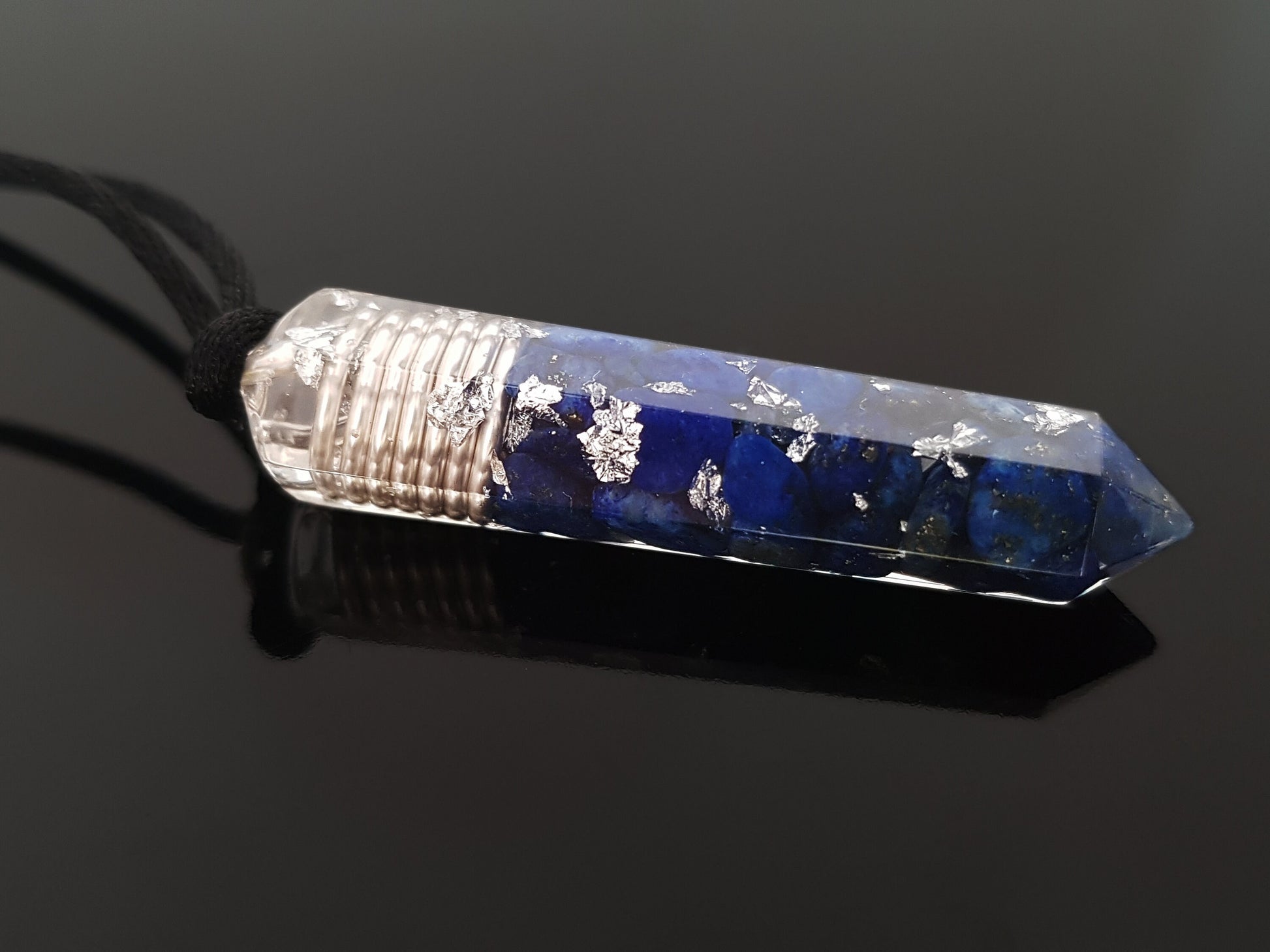 Orgonite orgone Pendant necklace, Lapis Lazuli, 925 silver, Reiki, magic amulet, talisman, chakra healing, third eye opening