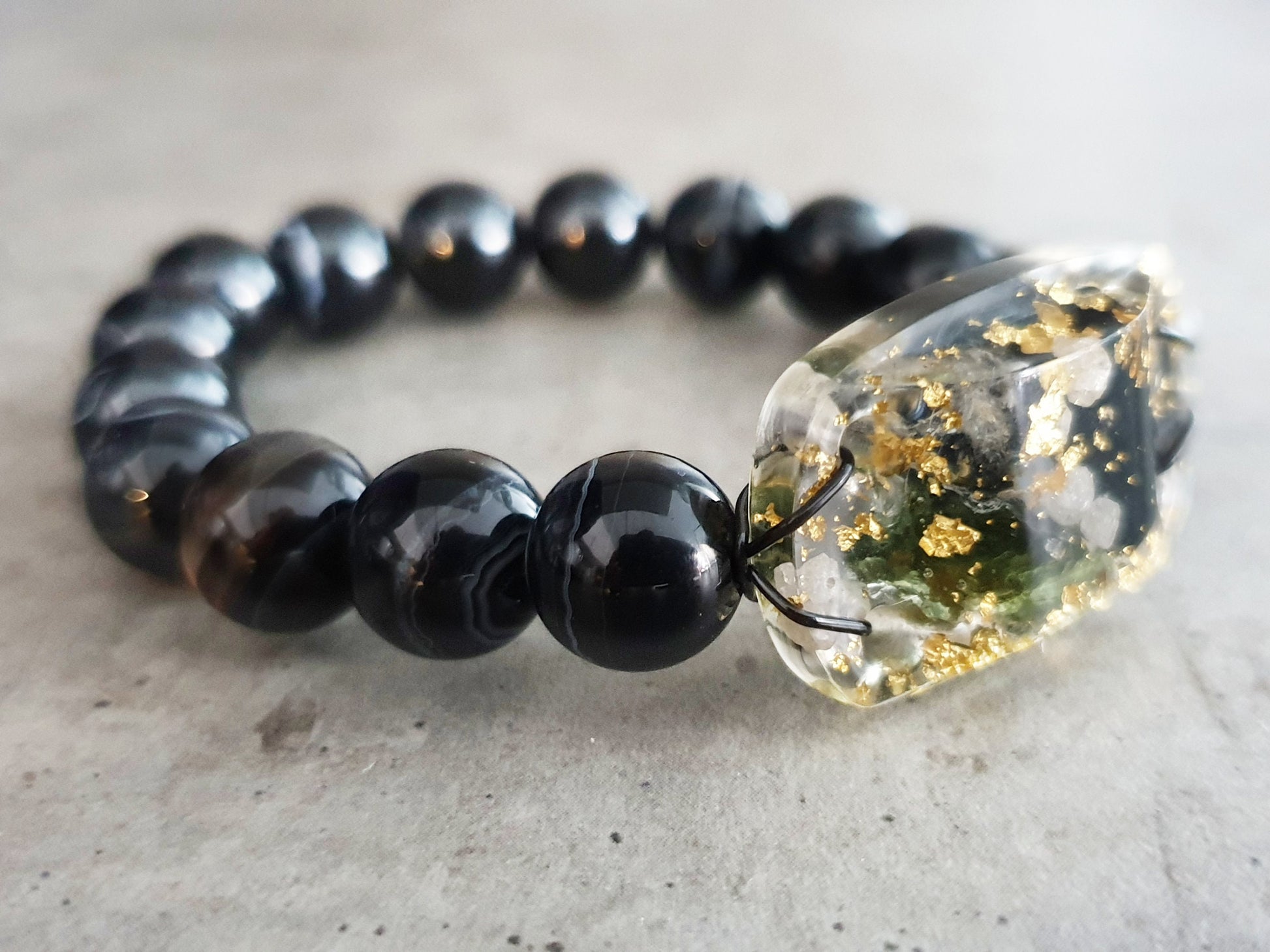 Most powerful Orgonite orgone bracelet amulet! Diamonds, Herkimer, Moldavite, black tourmaline, onyx, enchanted charm