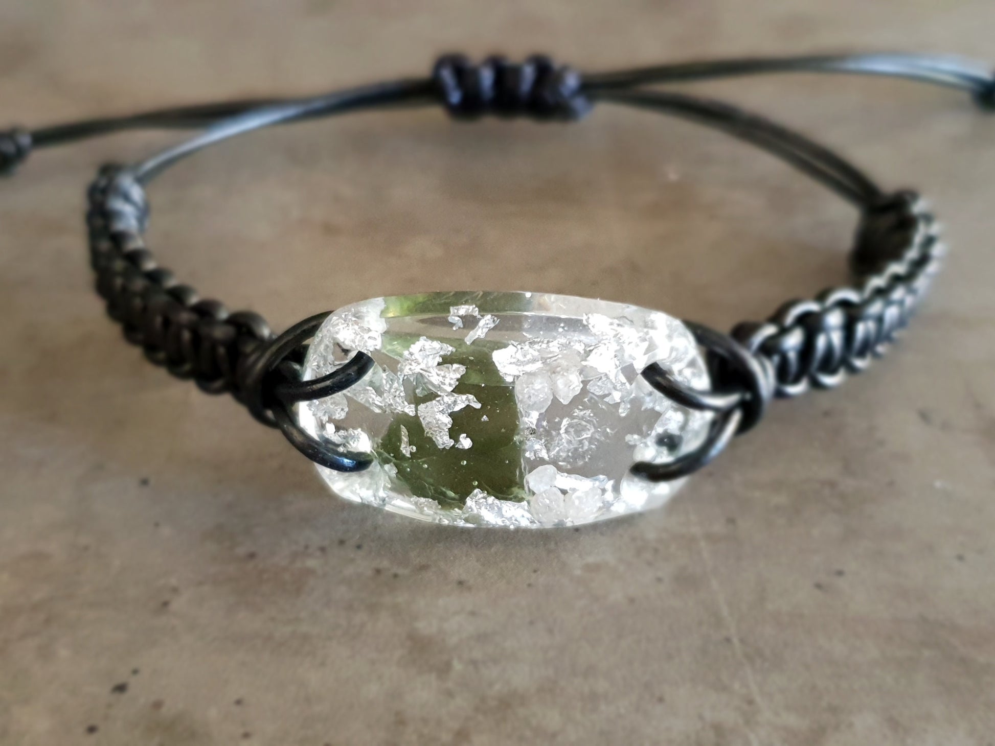 Orgone orgonite bracelet - Reiki Energy Healing Bracelet amulet - Moldavite, Herkimer, Diamonds, silver. Most powerful