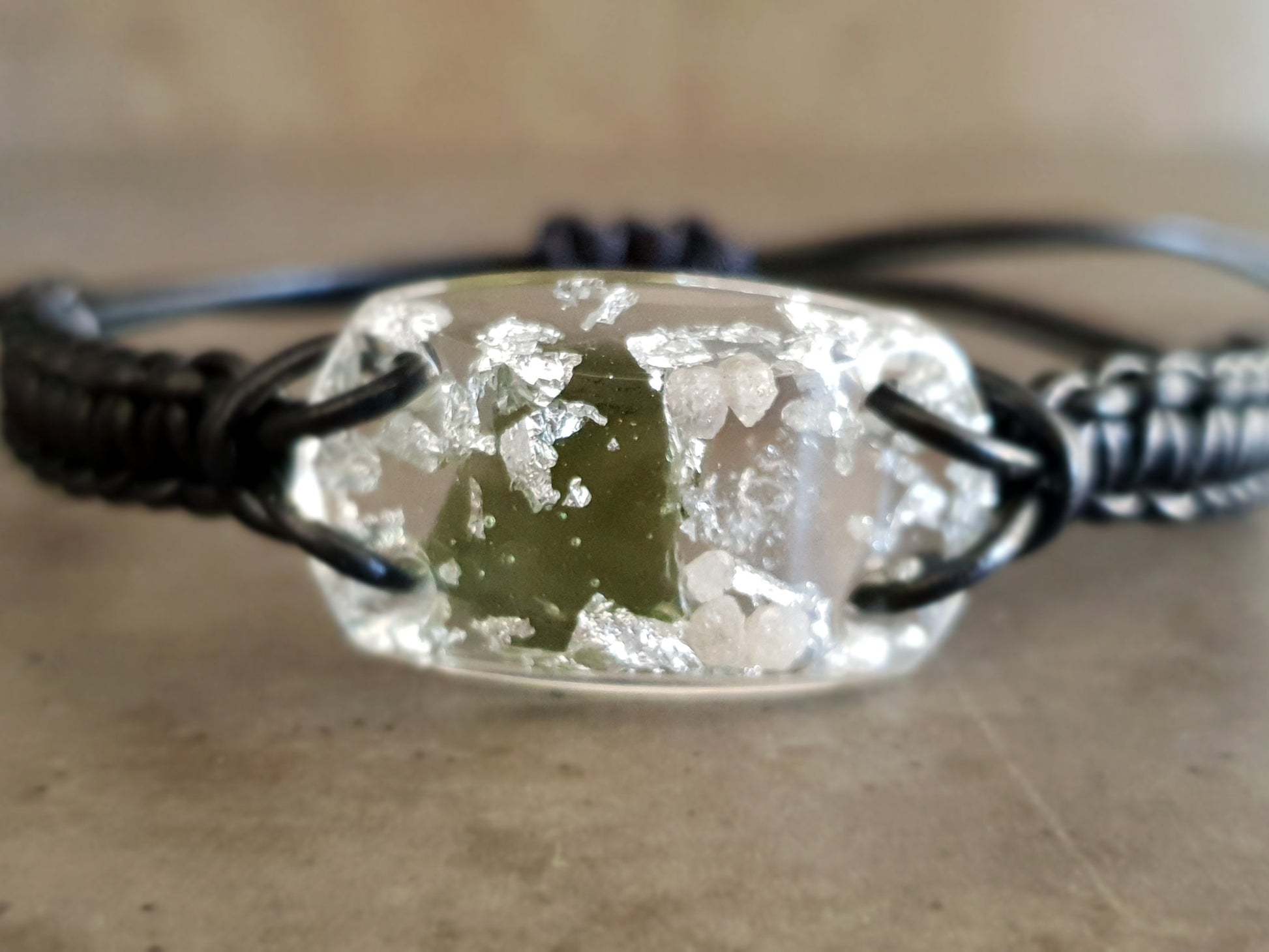 Orgone orgonite bracelet - Reiki Energy Healing Bracelet amulet - Moldavite, Herkimer, Diamonds, silver. Most powerful