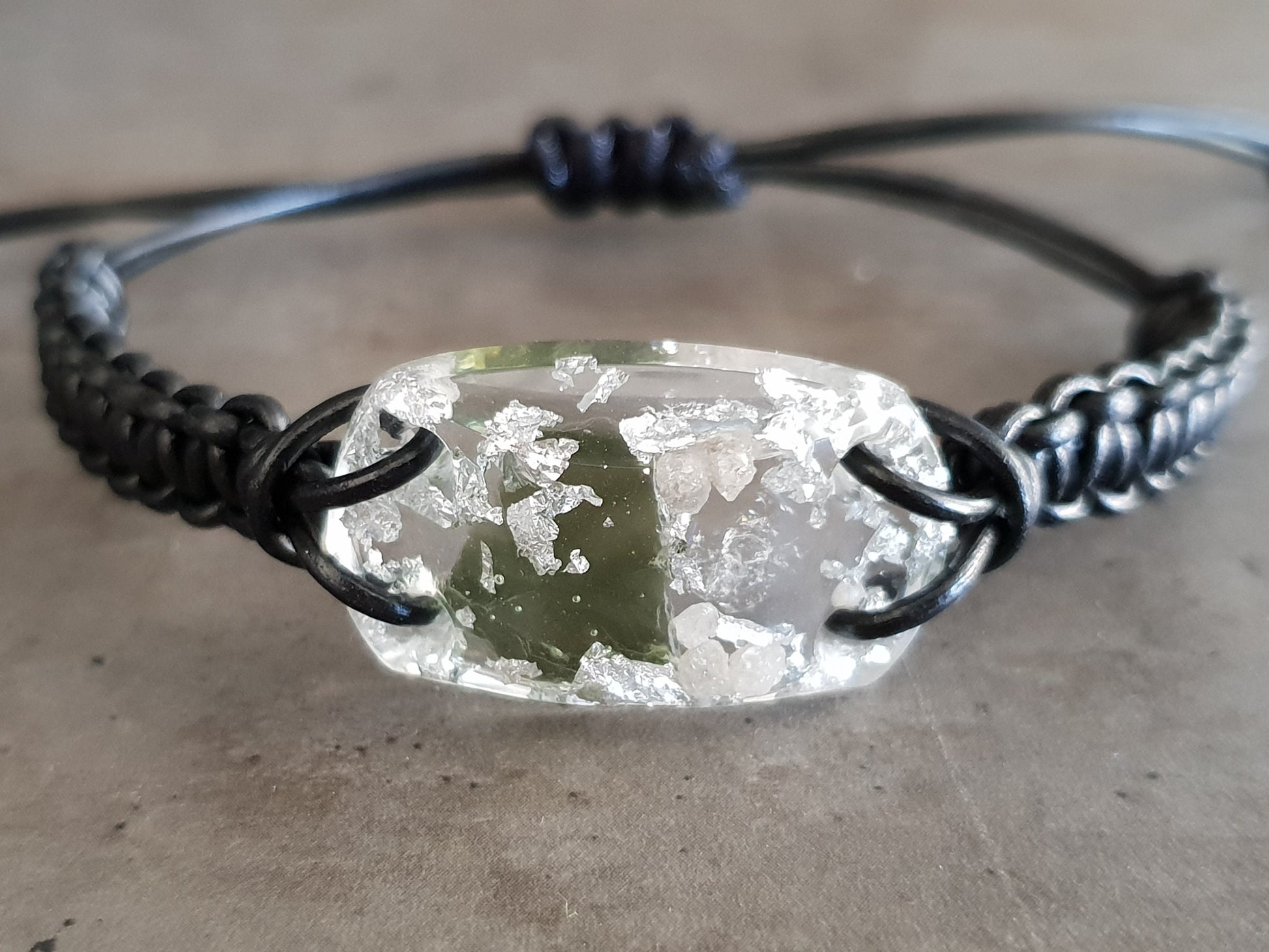 Orgone orgonite bracelet - Reiki Energy Healing Bracelet amulet - Moldavite, Herkimer, Diamonds, silver. Most powerful