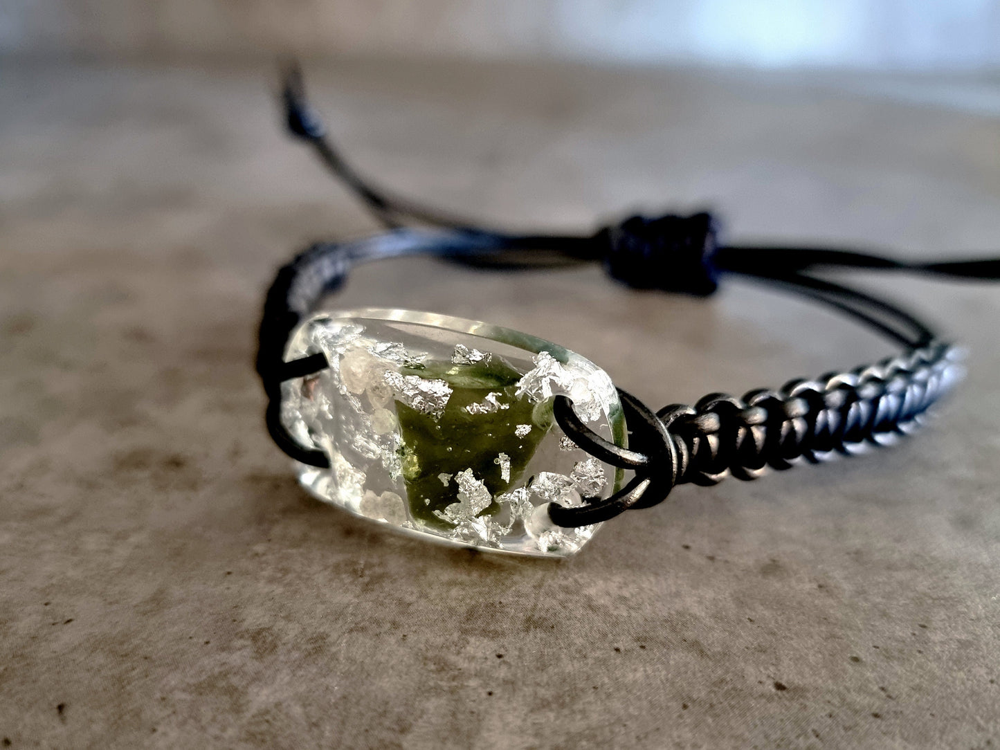 Orgone orgonite bracelet - Reiki Energy Healing Bracelet amulet - Moldavite, Herkimer, Diamonds, silver. Most powerful