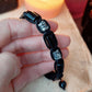 Shamballa bracelet, black tourmaline long beads, 99.9 pure silver, reiki infused, enchanted amulet, EMF 5G protection