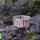 Rune ring. Real Money, luck, prosperity amulet, rustic sterling silver ring with Celtic, Viking runes formula. Norse