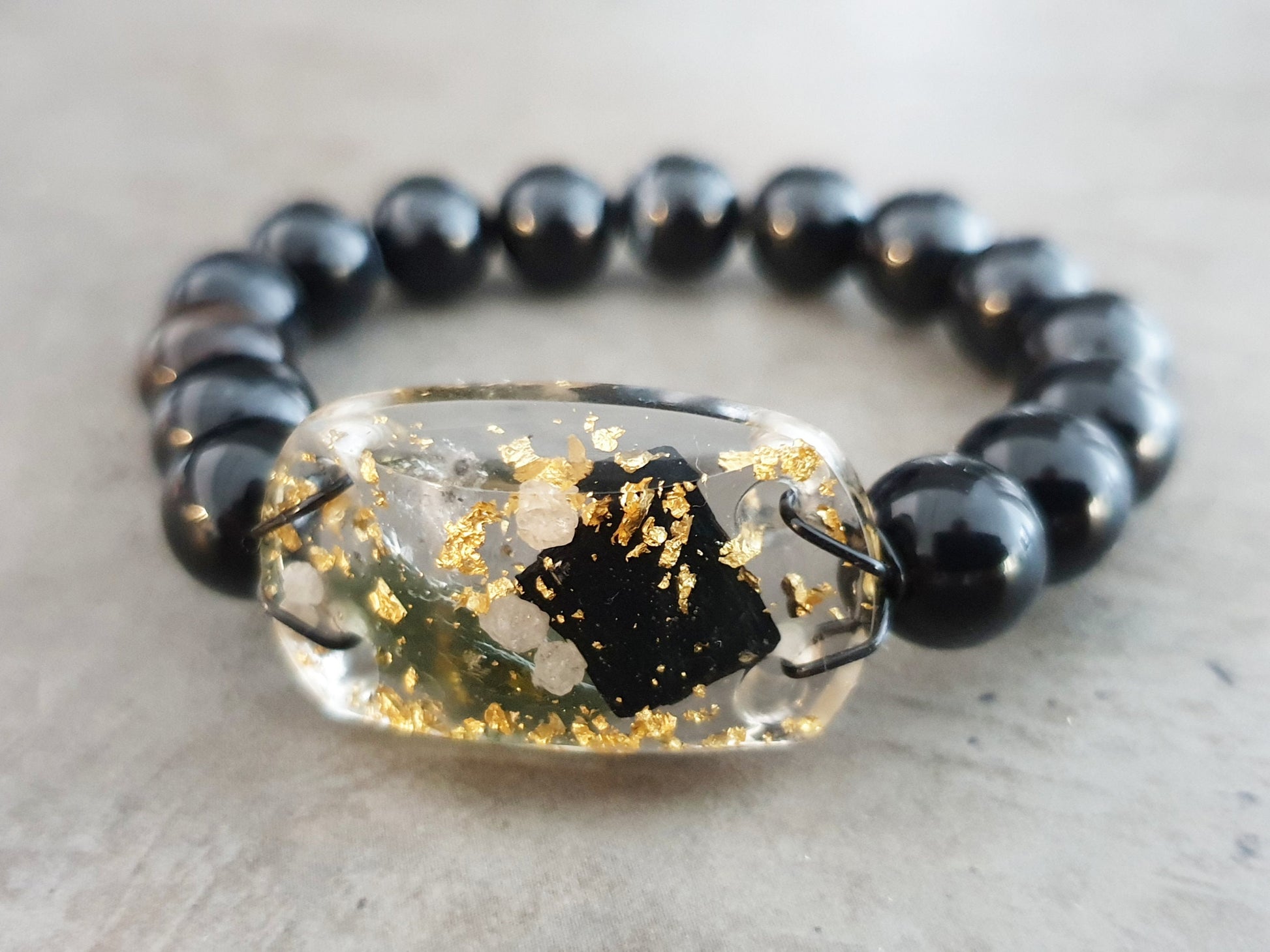 Most powerful Orgonite orgone bracelet amulet! Diamonds, Herkimer, Moldavite, black tourmaline, onyx, enchanted charm