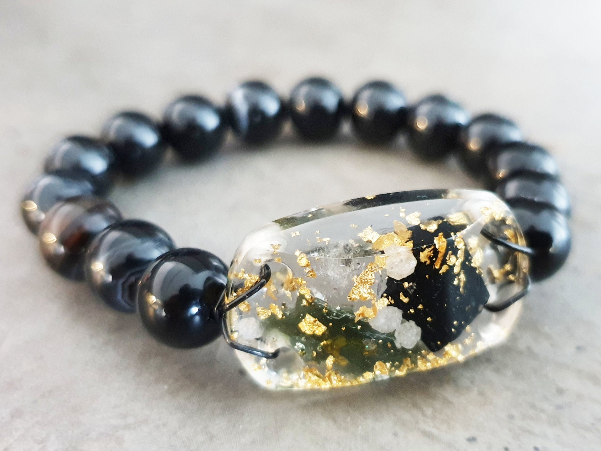 Most powerful Orgonite orgone bracelet amulet! Diamonds, Herkimer, Moldavite, black tourmaline, onyx, enchanted charm