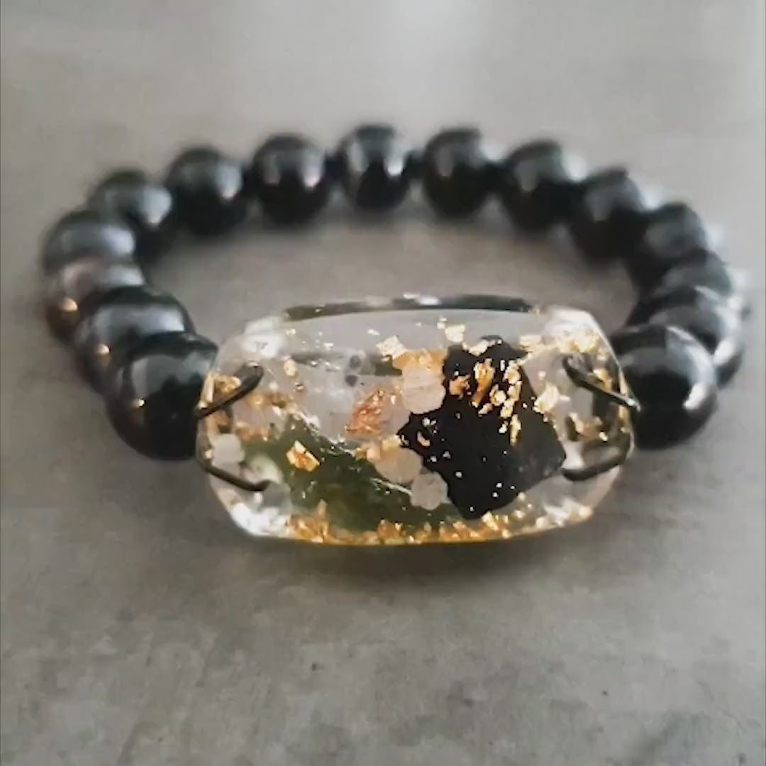 Most powerful Orgonite orgone bracelet amulet! Diamonds, Herkimer, Moldavite, black tourmaline, onyx, enchanted charm