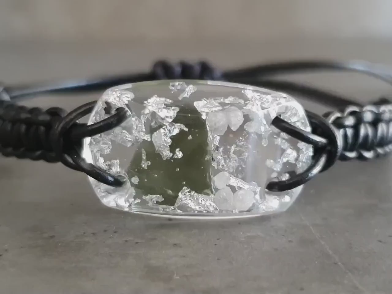 Orgone orgonite bracelet - Reiki Energy Healing Bracelet amulet - Moldavite, Herkimer, Diamonds, silver. Most powerful