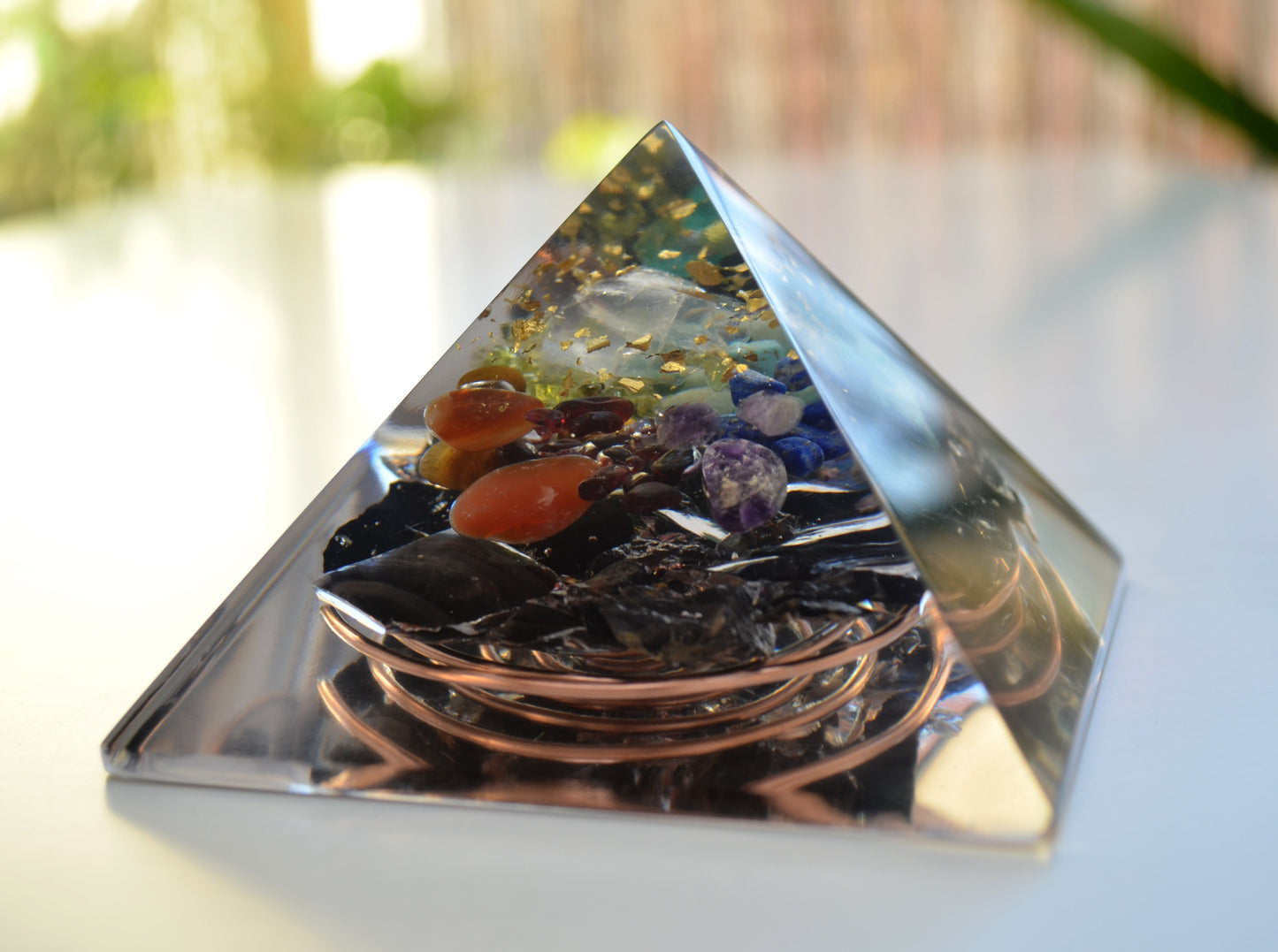 Orgonite pyramid, 7 chakra, Money attraction magnet