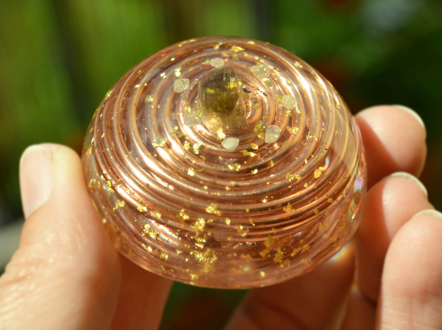 Pocket orgonite hemisphere dome with most powerful crystals combination and vortex