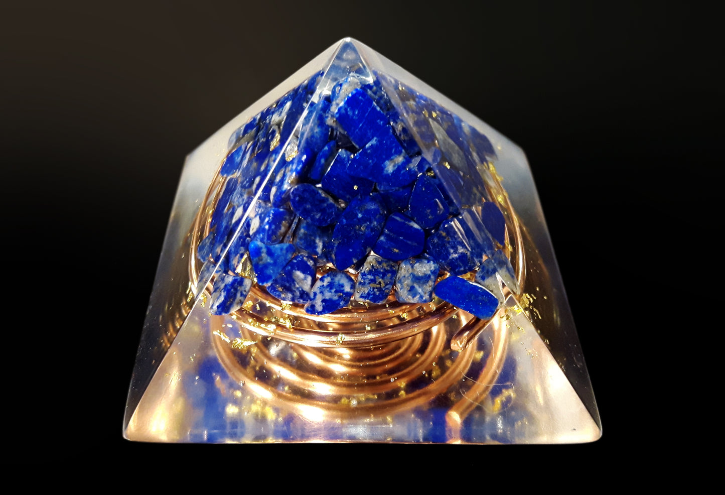 Orgonite Pyramid, Lapis Lazuli  - manifestation, protection, programmed and activated amulet charm