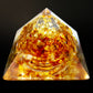 Pirámide de Orgonita - Ámbar báltico natural y oro de 24k, riqueza, protección, curación de reiki, meditación