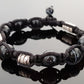 Shamballa bracelet, black agate onyx, 99.9 pure silver, programmed amulet charm