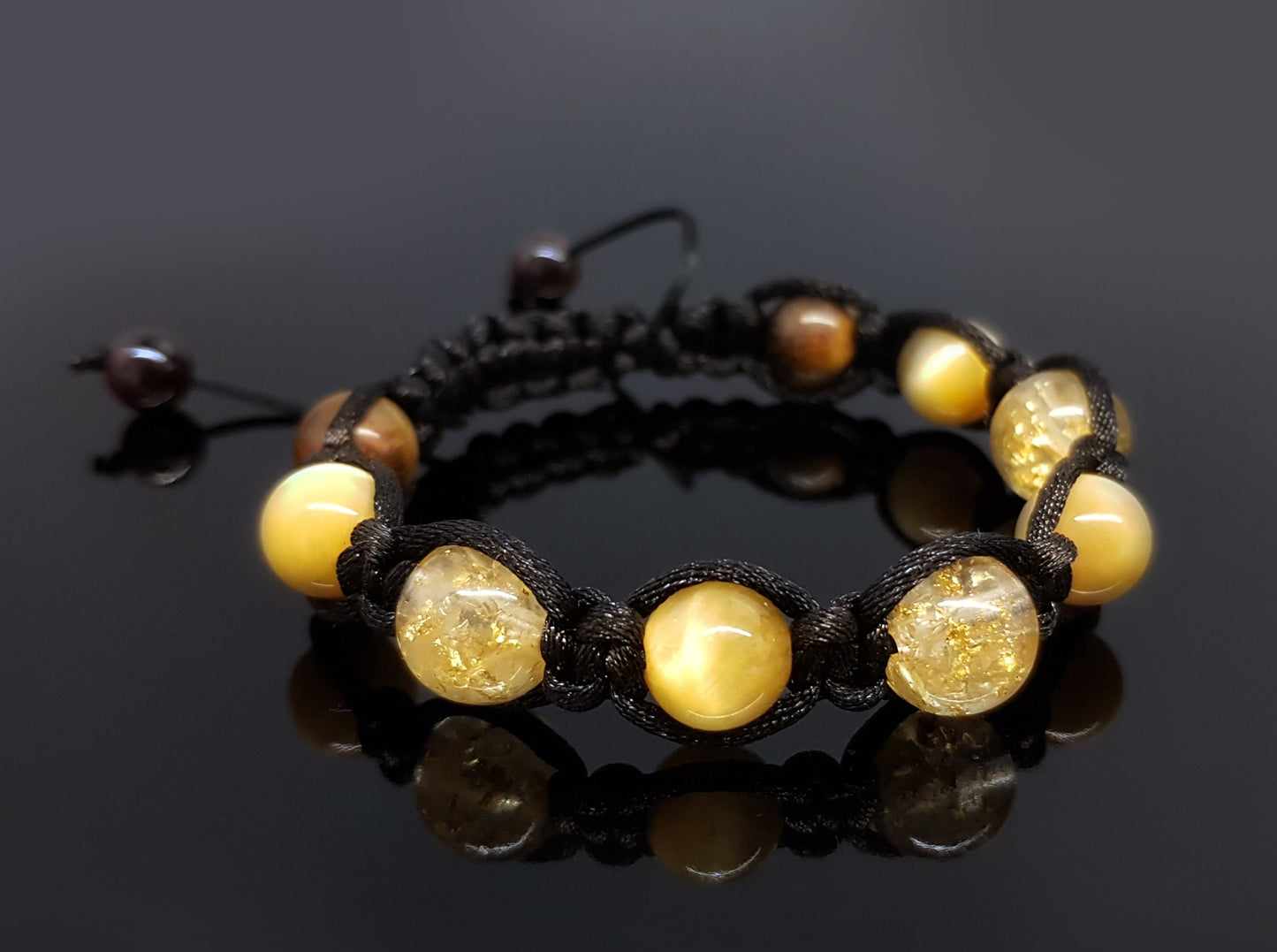 Shamballa bracelet with Citrine and 24k gold orgonite beads