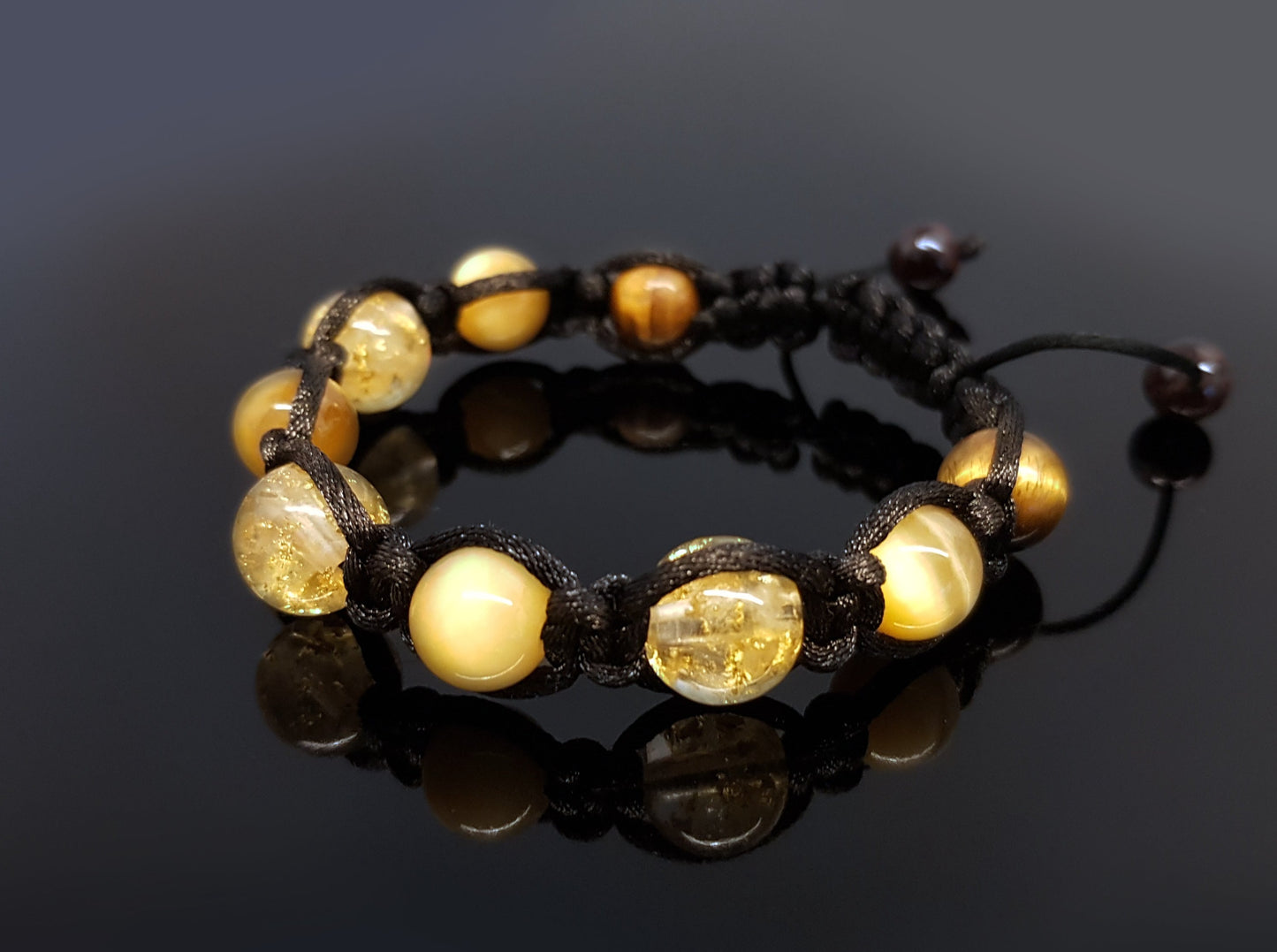 Shamballa bracelet with Citrine and 24k gold orgonite beads