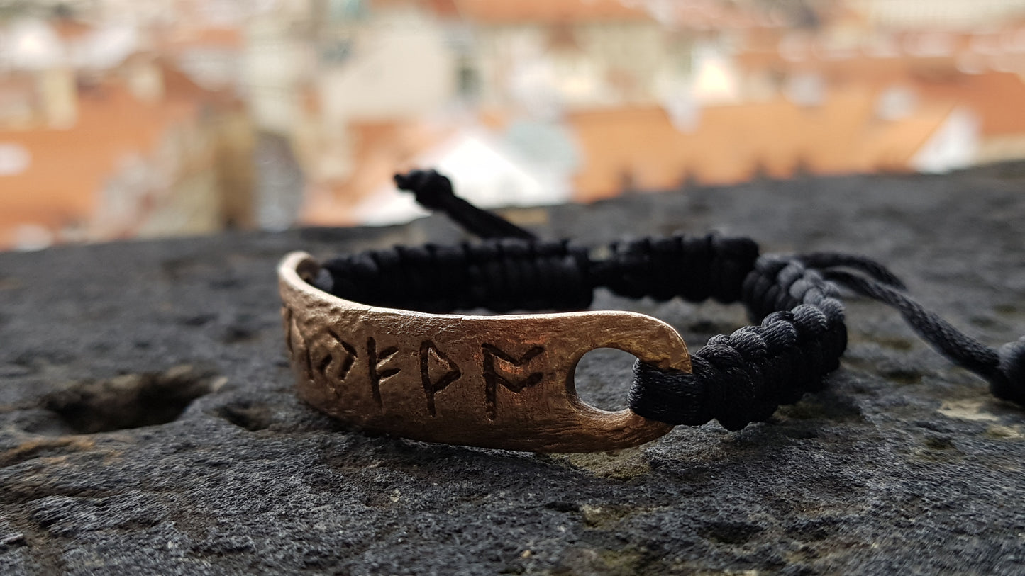 Money amulet / charm with celtic runes formula. Bronze bracelet.