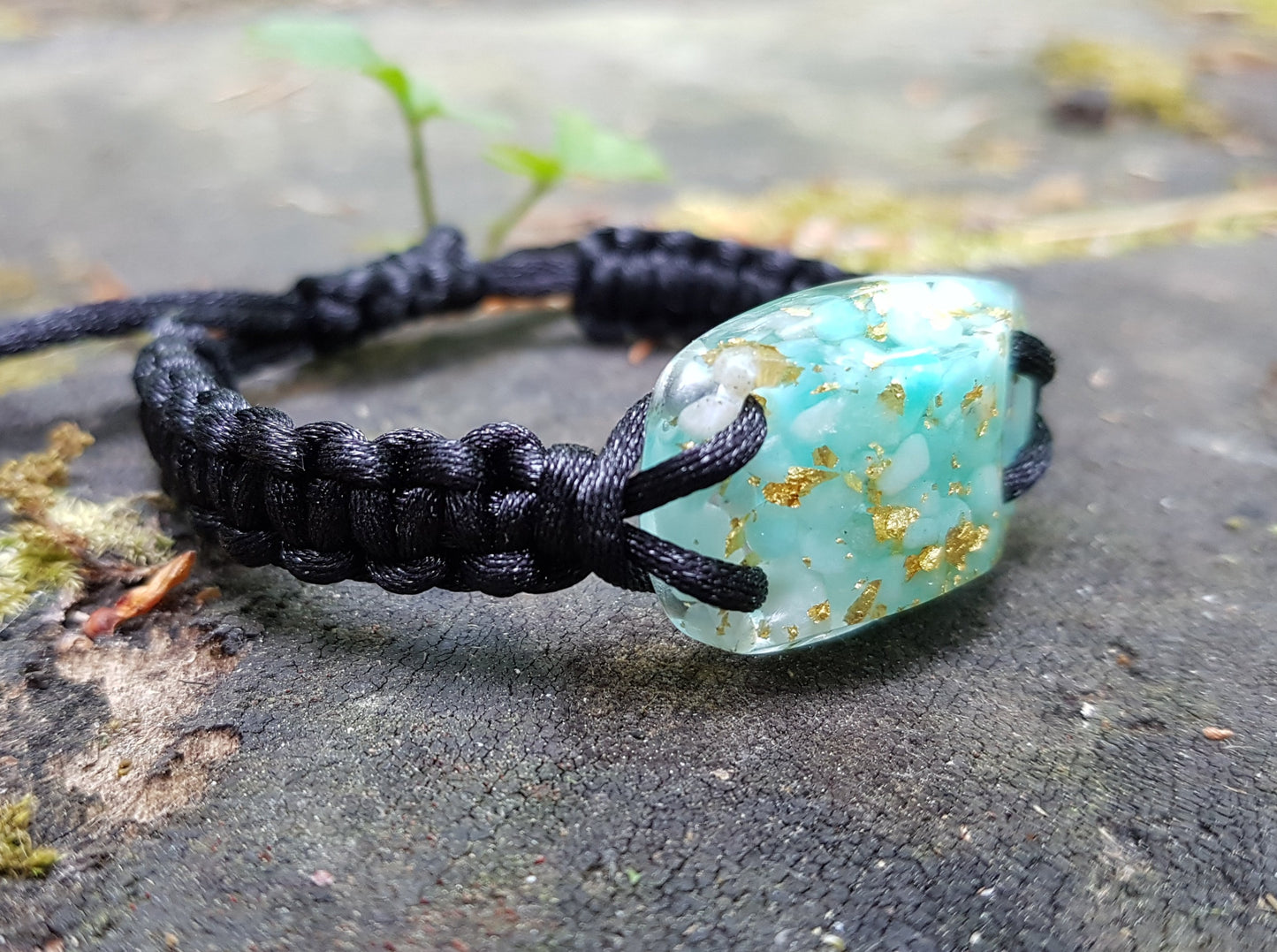 Orgonite Orgone bracelet, amazonite, 24k gold, programmed, activated talisman, third eye chakra, reiki healing