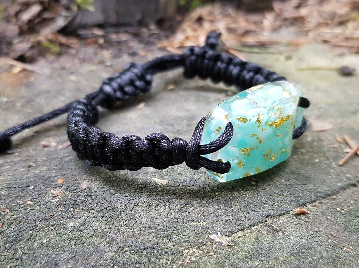 Orgonite Orgone bracelet, amazonite, 24k gold, programmed, activated talisman, third eye chakra, reiki healing