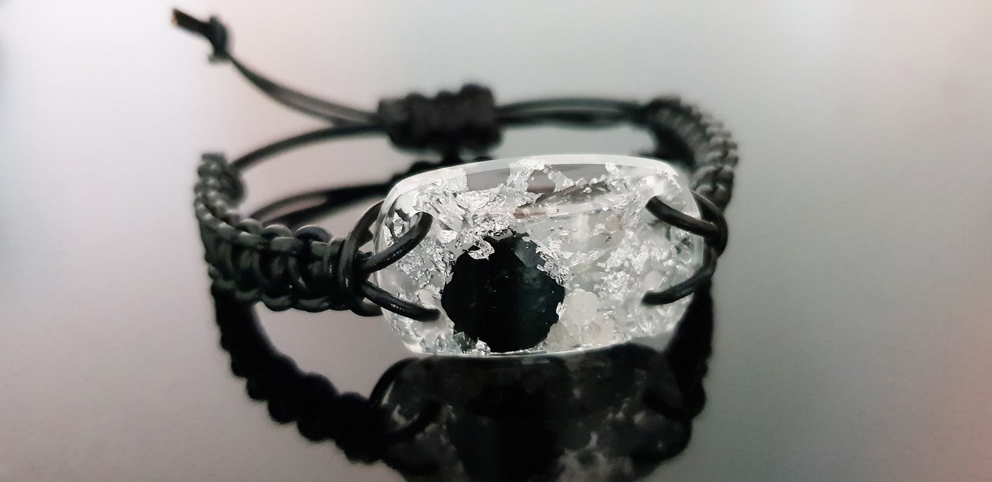 Orgonite orgone bracelet amulet. Reiki crystal chakra bracelet. Diamonds, Black tourmaline, Herkimer, EMF protection