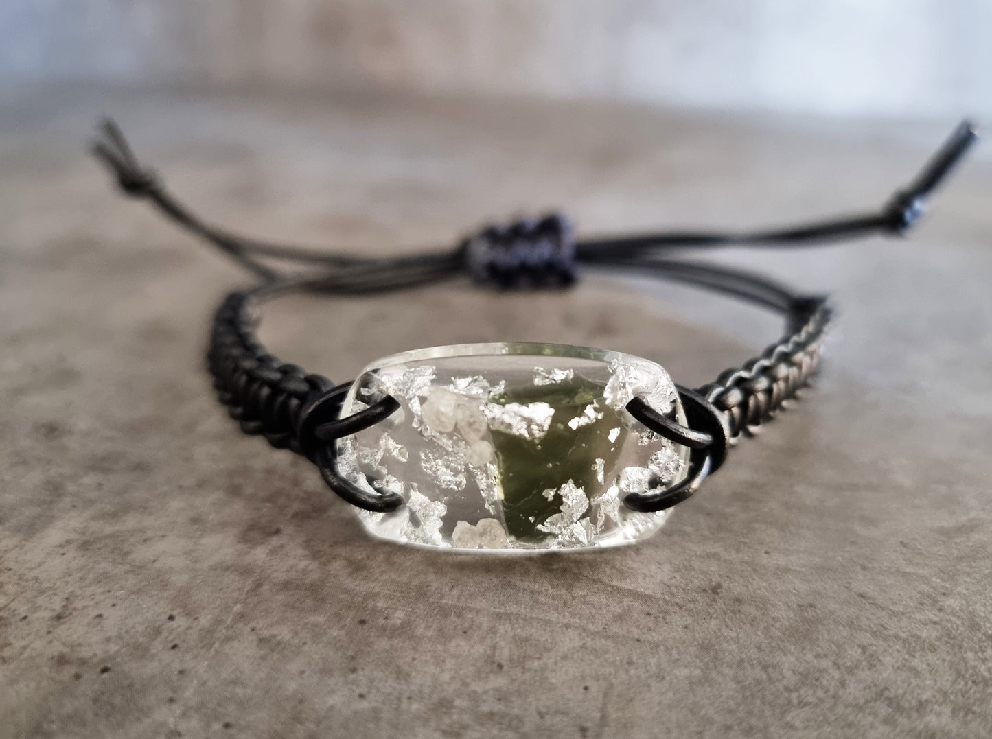 Orgone bracelet, Most powerful  combination. Diamonds, Herkimer, Moldavite, silver