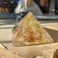 Orgonite Pyramid, Citrine - joy, money, energy, reiki healing, meditation, Reiki programmed amulet charm