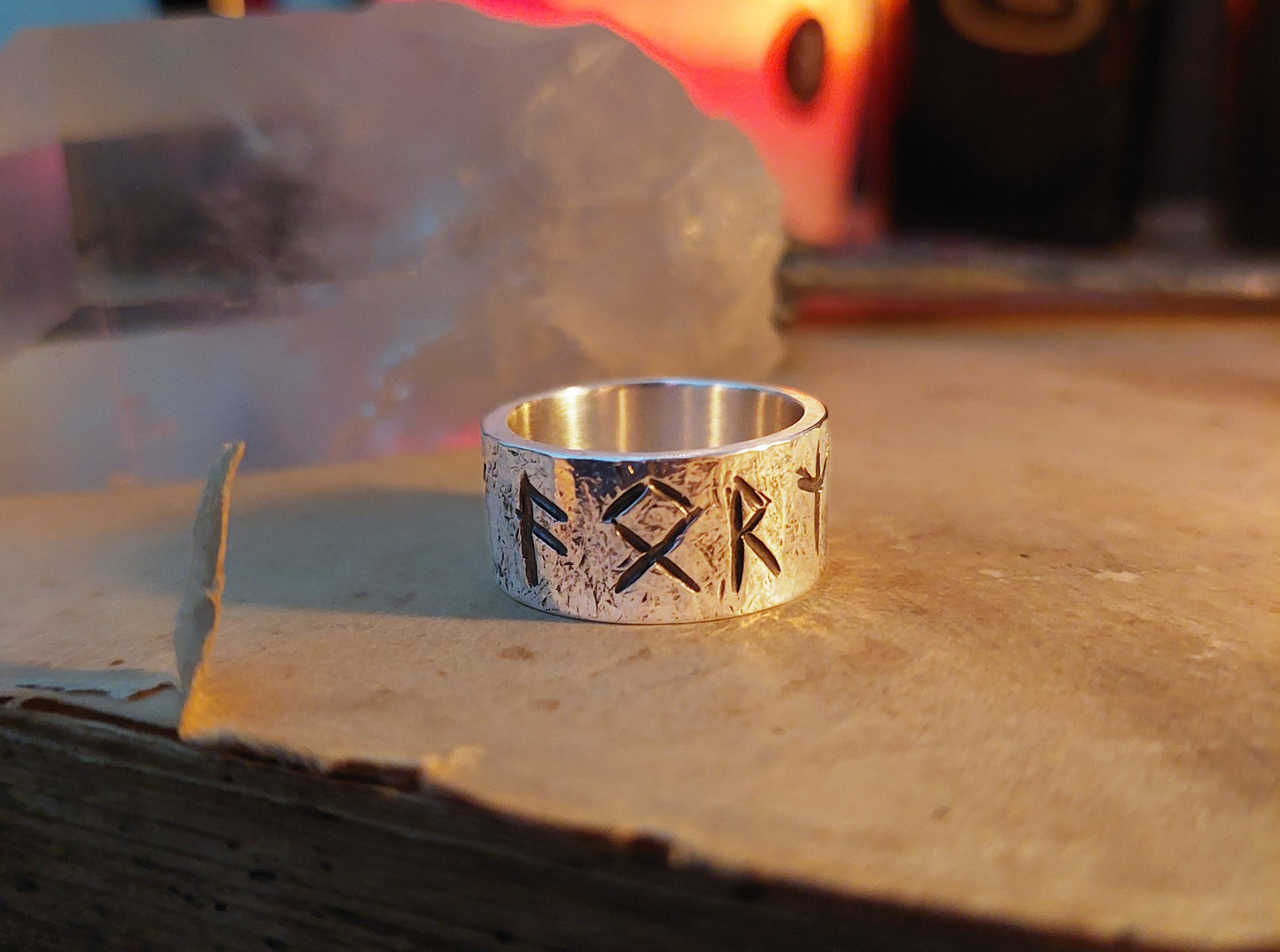 Rune ring amulet. Spiritual Growth and Protection, rustic sterling silver ring with celtic, viking runes formula.