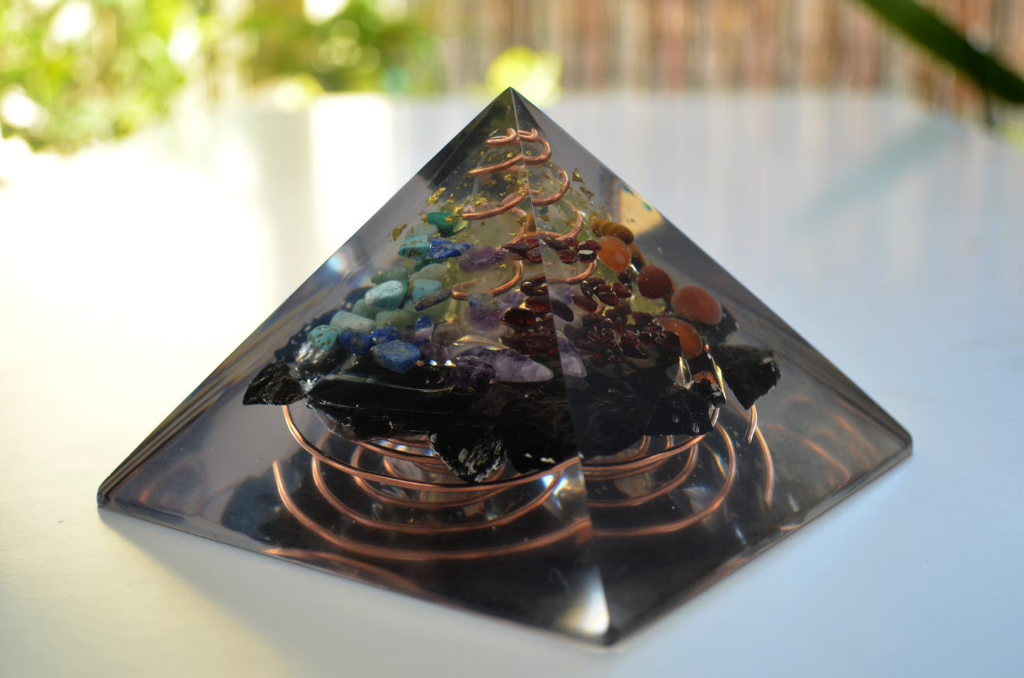 Orgonite orgone Pyramid, Money wealth and luck attraction Magnet - 7 chakra, Reiki, rainbow pyramid, money amulet, enchanted