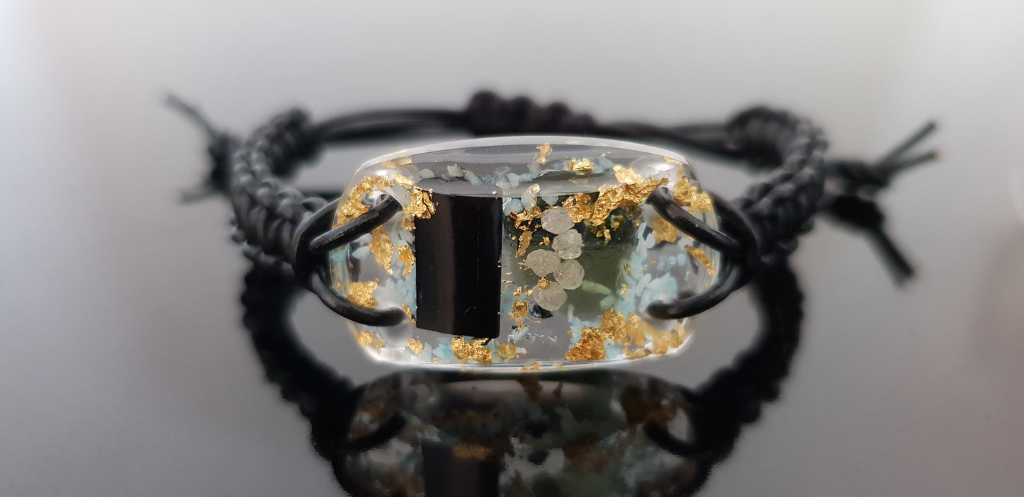 Orgonite orgone bracelet with small glow in the dark effect, Most powerful combination