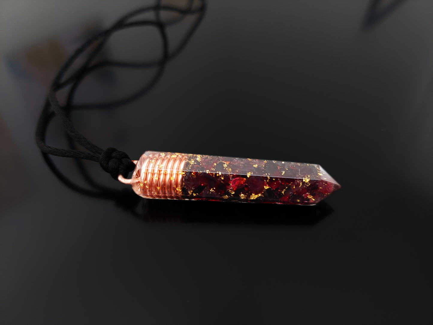 Garnet Orgonite orgone pendant necklace, 24k gold, Wealth, Money, luck, Love, Reiki infused, charged wealth amulet