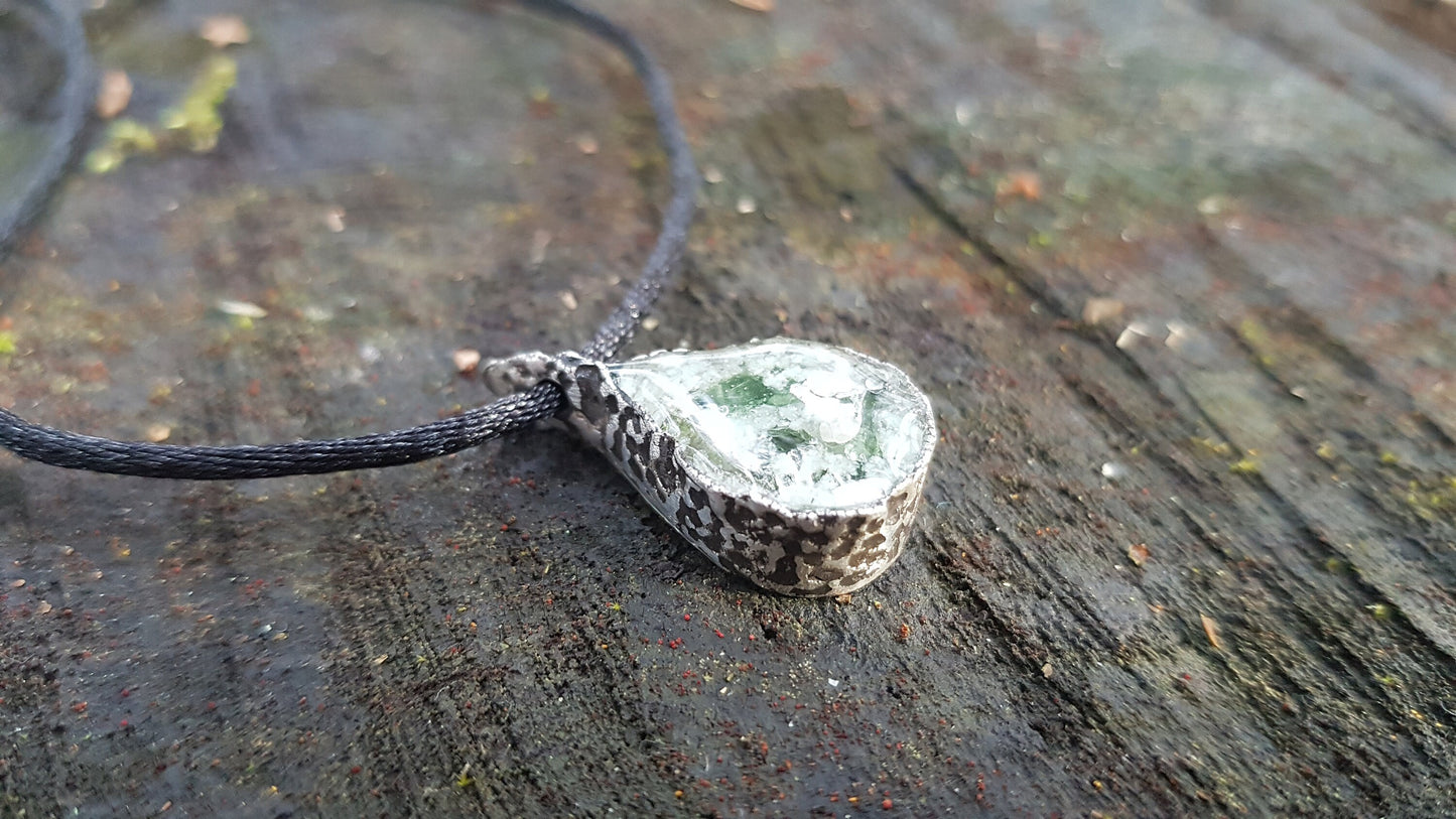 Orgonite orgone pendant necklace, Silver, most powerful combination, Diamonds, Herkimer, Moldavite.