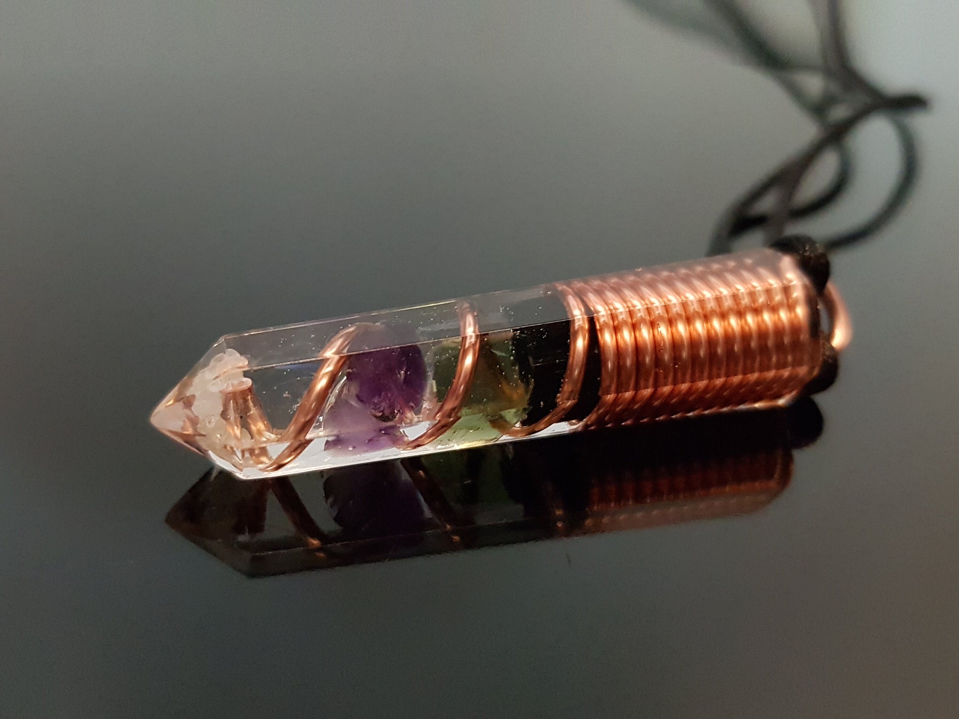 Powerful Orgone Pendant - Reiki Pendant Diamond, Moldavite, Herkimer Necklace - EMF Protection Amulet
