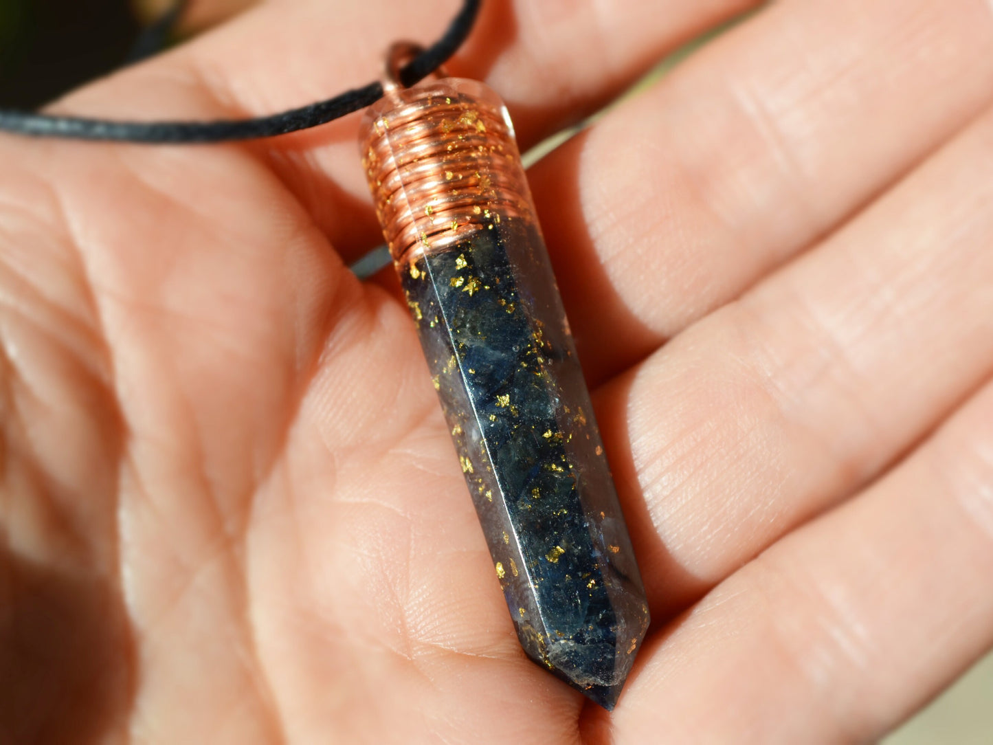 Orgonite Orgone pendant necklace - Natural Sapphire. Powerful Reiki, Magic, Alchemy amulet charm for your wishes