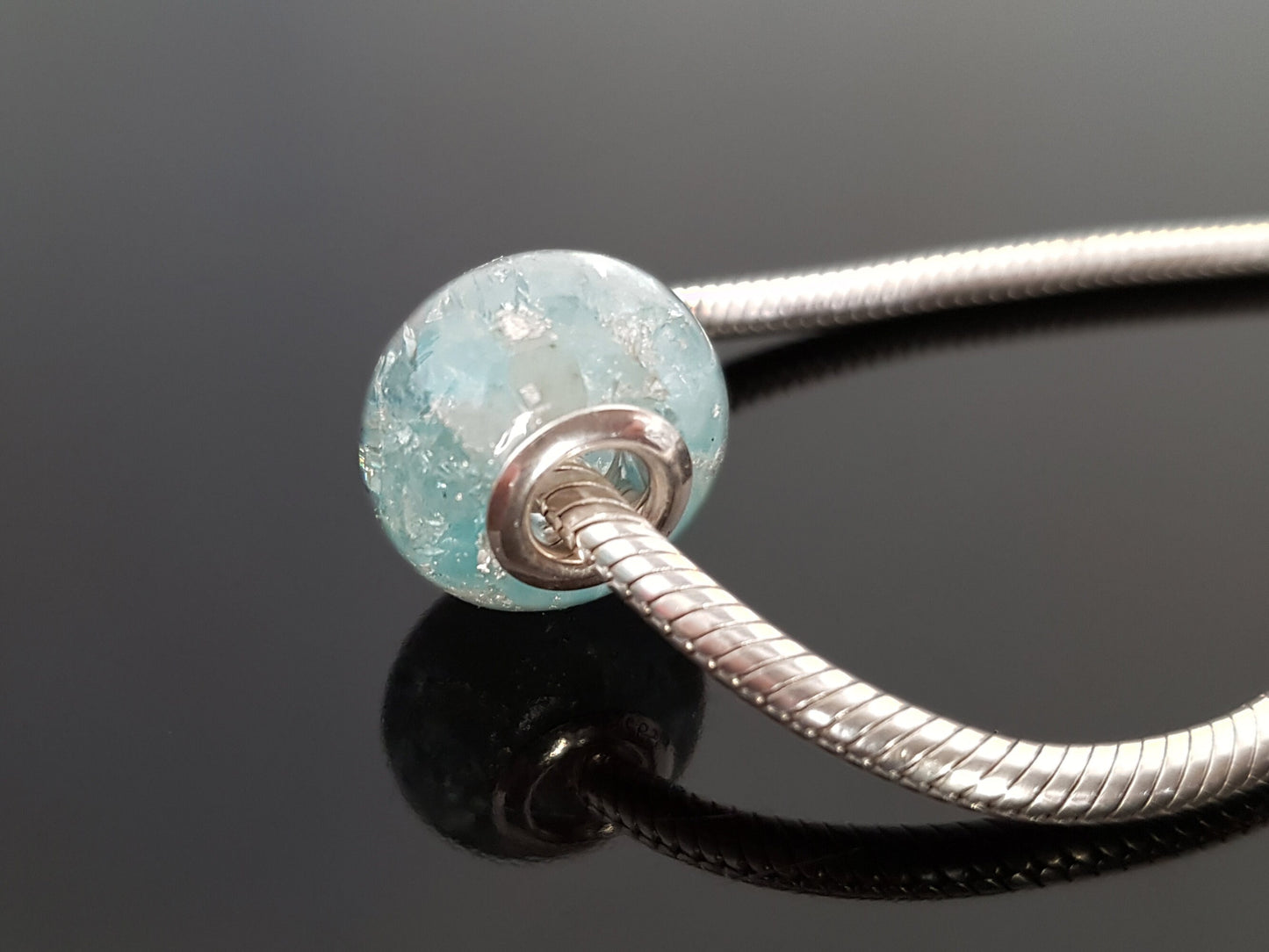 Orgonite orgone pendant, charm bead, bracelet. Natural Aquamarine. Sterling silver, Reiki chakra healing