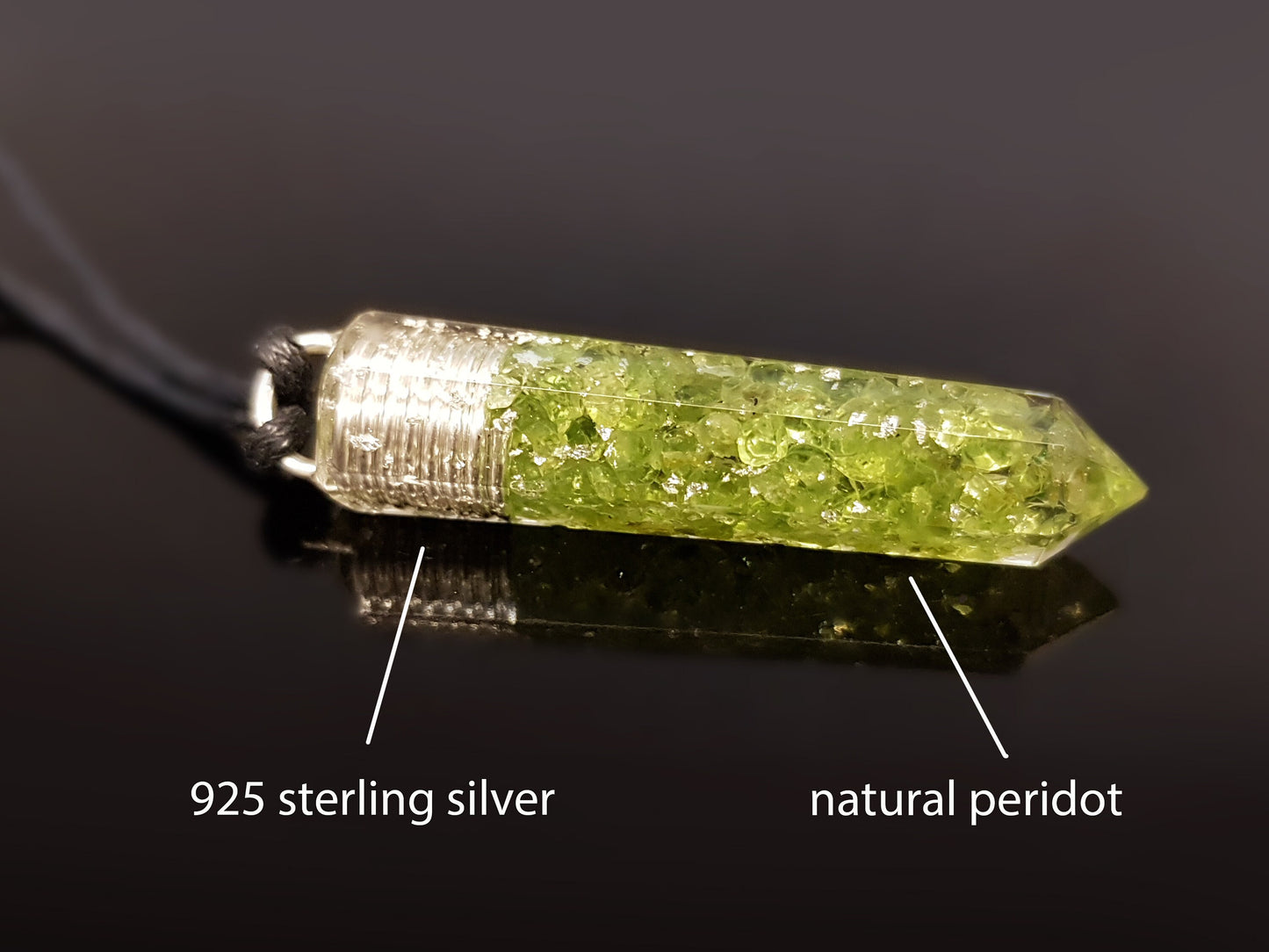 Peridot Orgonite Orgone pendant necklace. Reiki crystal healing chakra pendant. Money attraction amulet.