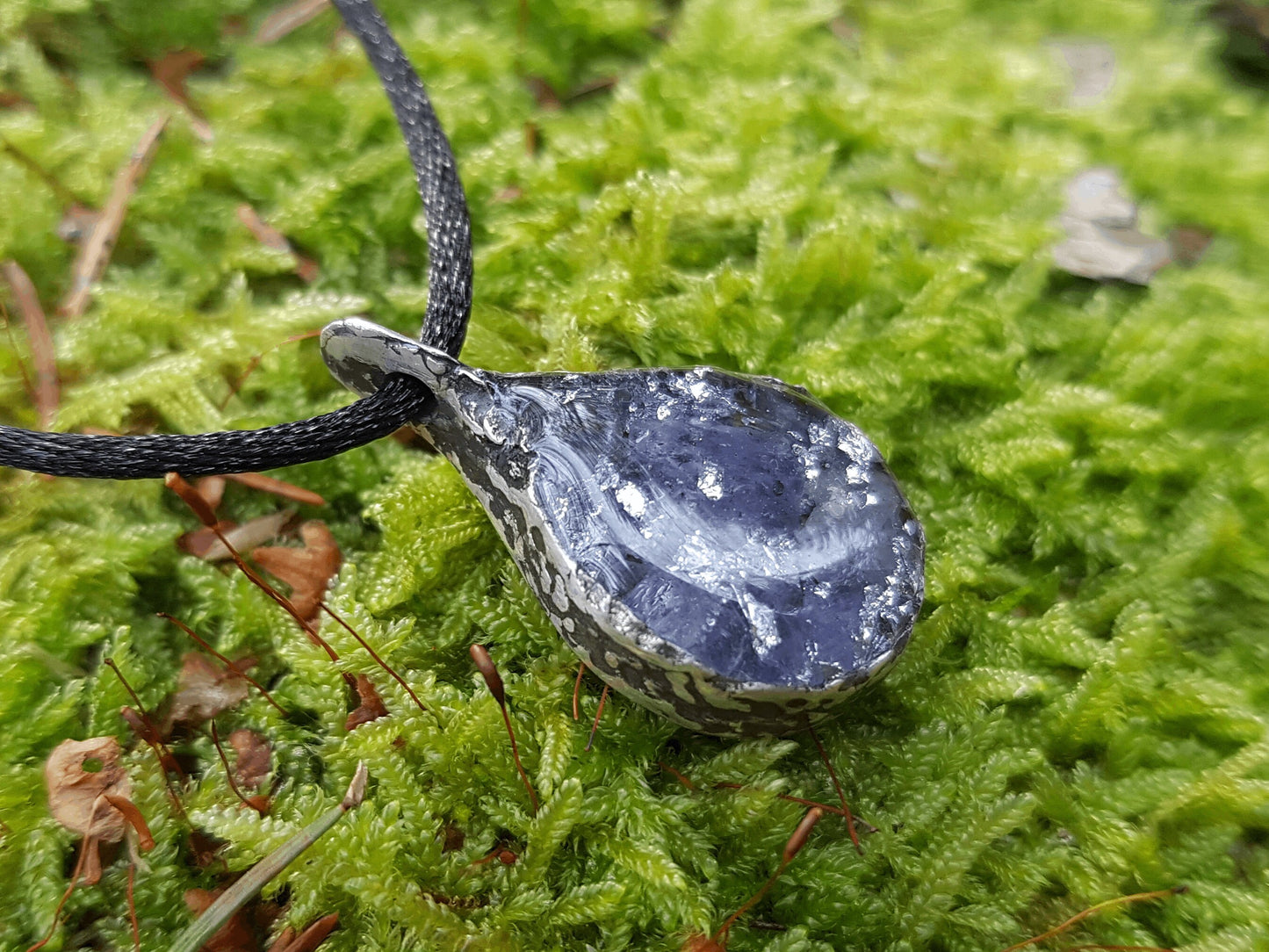 Orgone Orgonite pendant necklace, Silver, Natural Tanzanite orgonite, Reiki crystal amulet, chakra healing