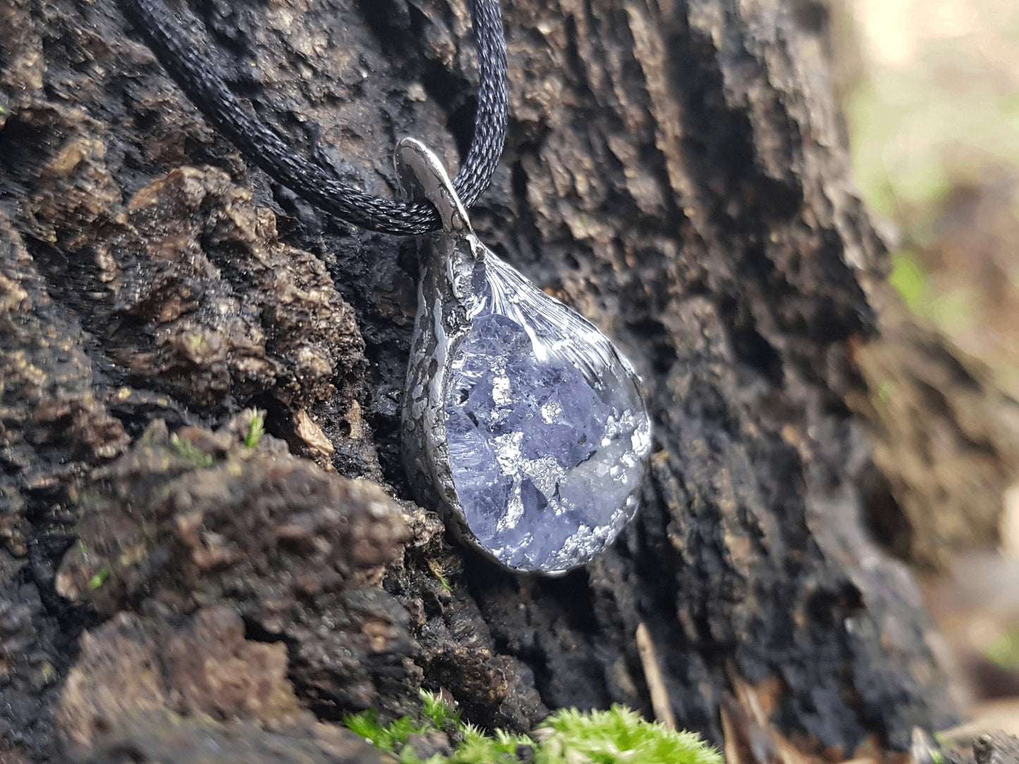 Orgone Orgonite pendant necklace, Silver, Natural Tanzanite orgonite, Reiki crystal amulet, chakra healing