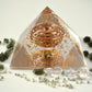 Moldavite Orgonite Orgone pyramid - Crystal pyramid - Gold Vortex Coil, Herkimer, Diamonds, Reiki Healing Pyramid