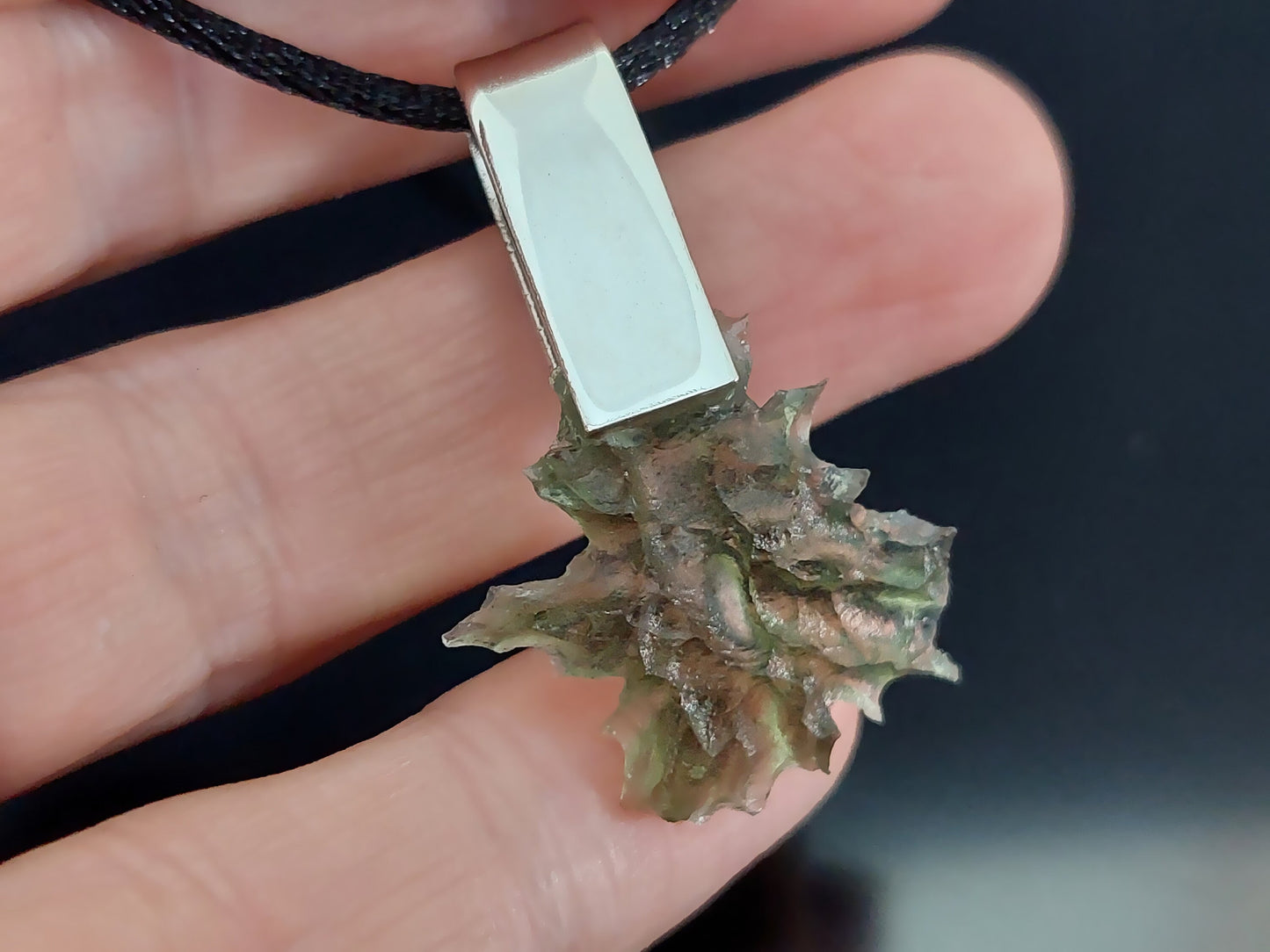 Rare Spikey Besednice Moldavite Pendant with 925 Silver - High Vibrations, Programmed & Activated Amulet