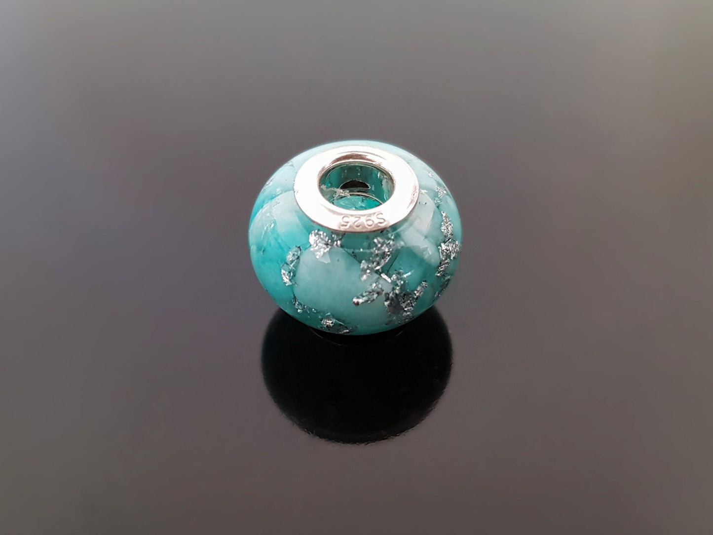 Orgonite orgone charm bead, pendant, bracelet, Amazonite, 925 silver - Reiki infused, programmed crystal amulet