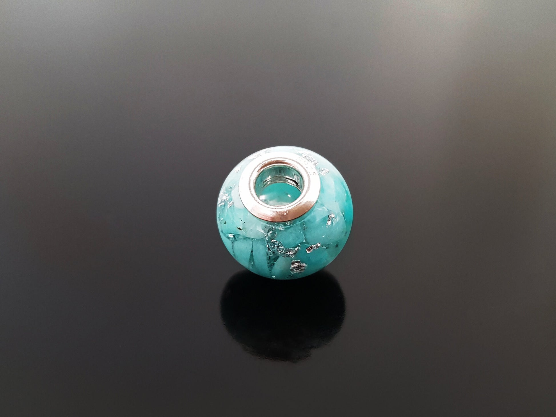Orgonite orgone charm bead, pendant, bracelet, Amazonite, 925 silver - Reiki infused, programmed crystal amulet